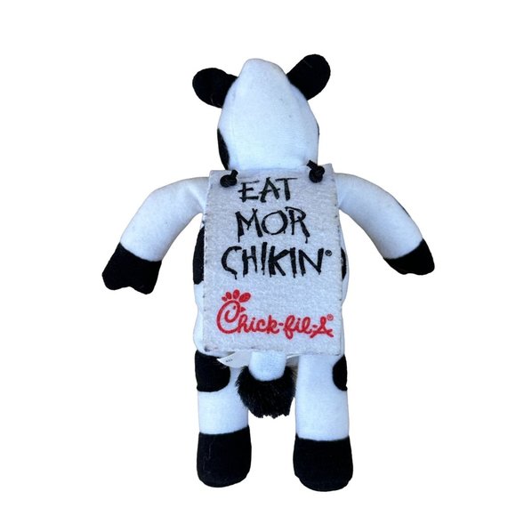 Chick Fil A Cow Plush Eat Mor Chikin Black White 6" - Picture 2 of 2